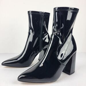 Abound Billie Women's Boot Black Faux Patent Leather Heeled Pointed Toe 7M